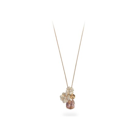 Pendentif Isabelle Barrier en or rose, diamants naturels et pierre fine